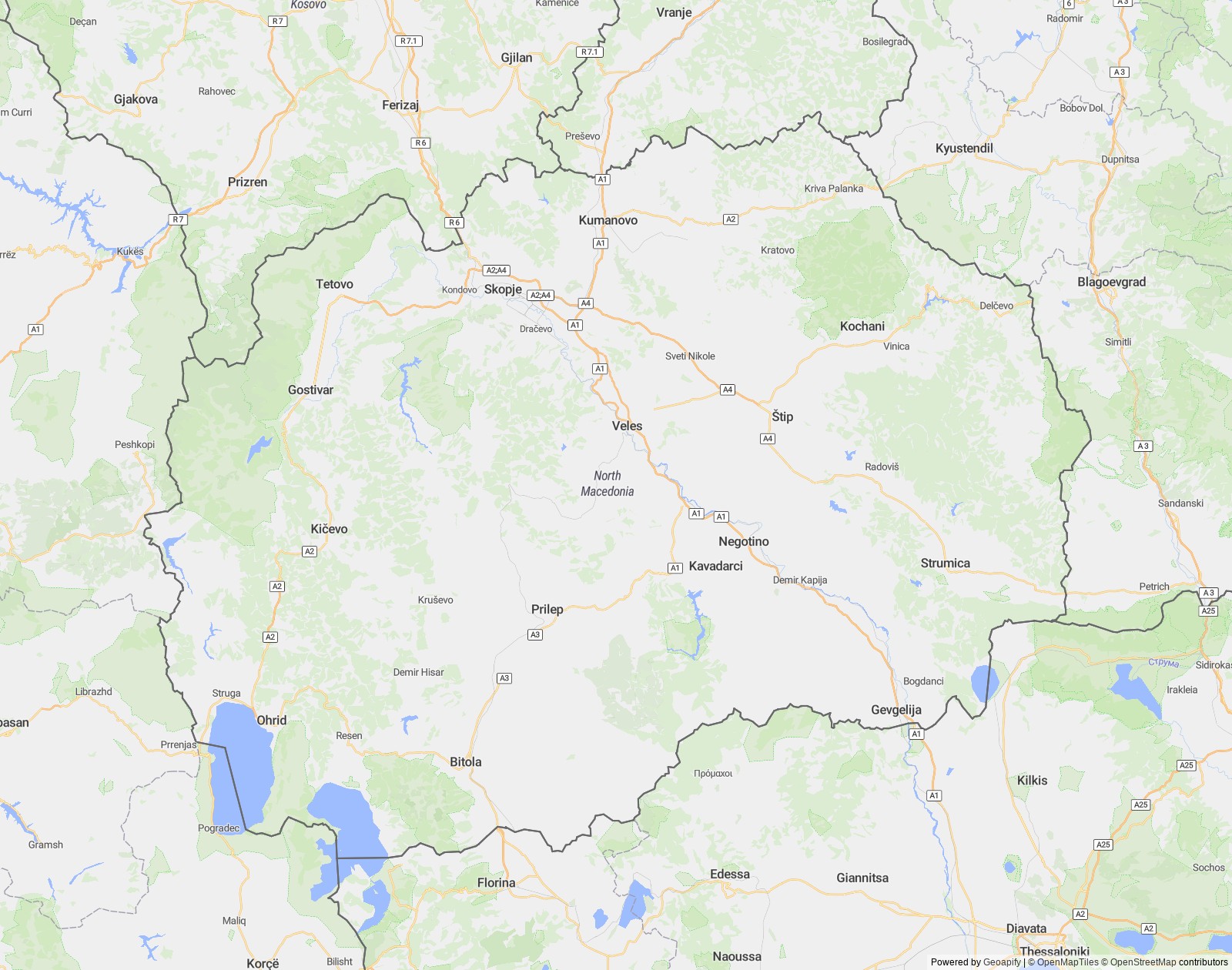 Detailed map of North Macedonia