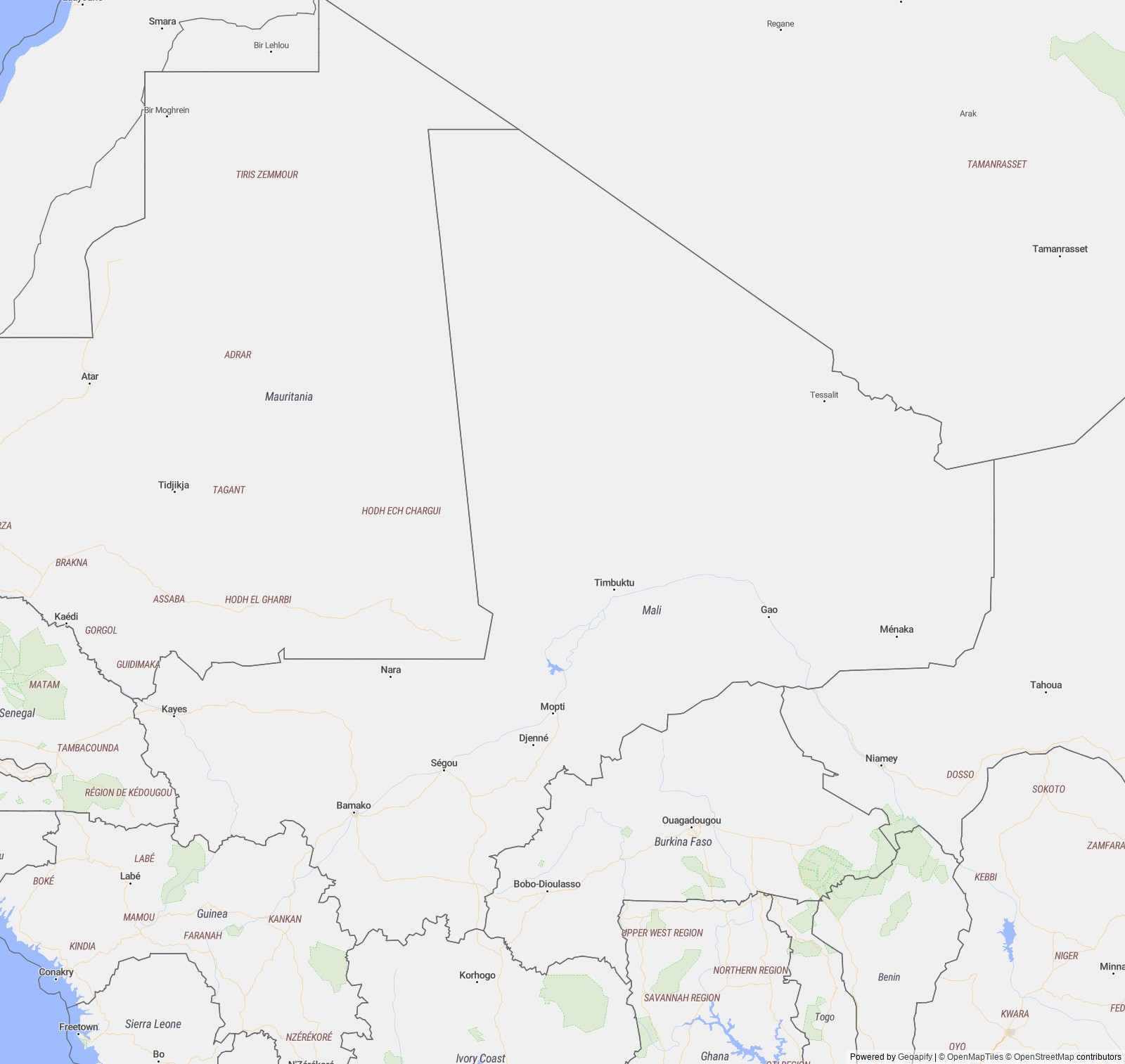 Detailed map of Mali