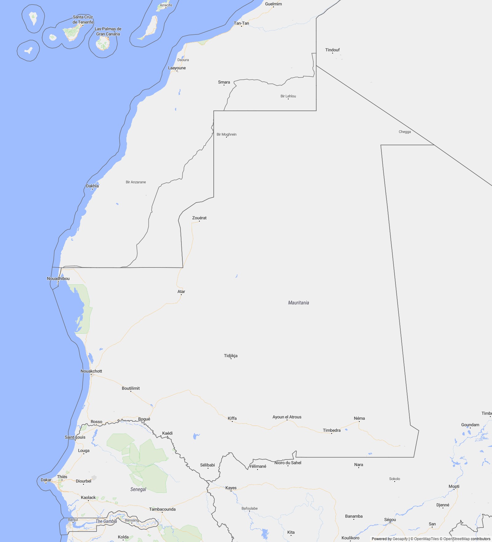 Detailed map of Mauritania