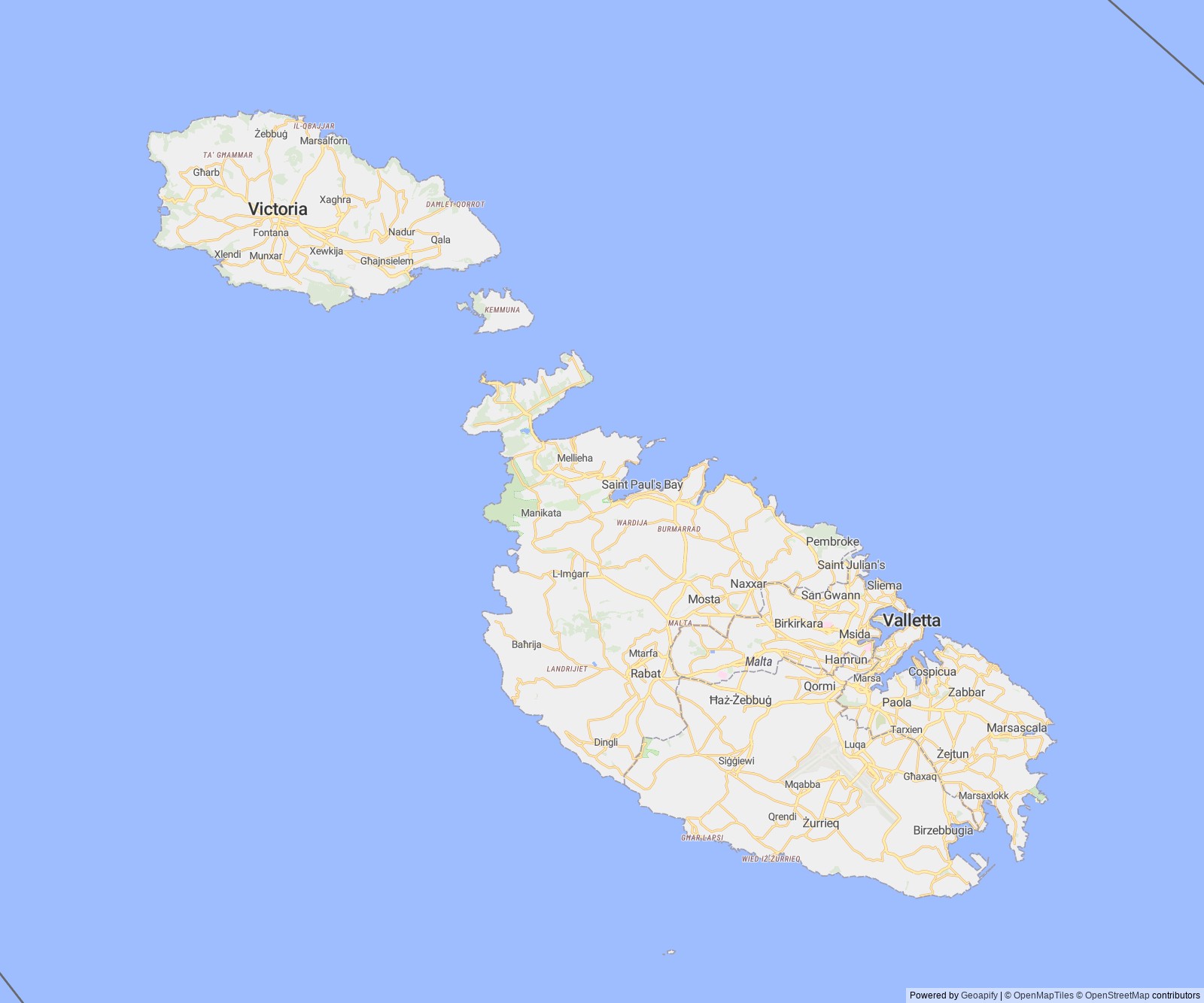 Detailed map of Malta
