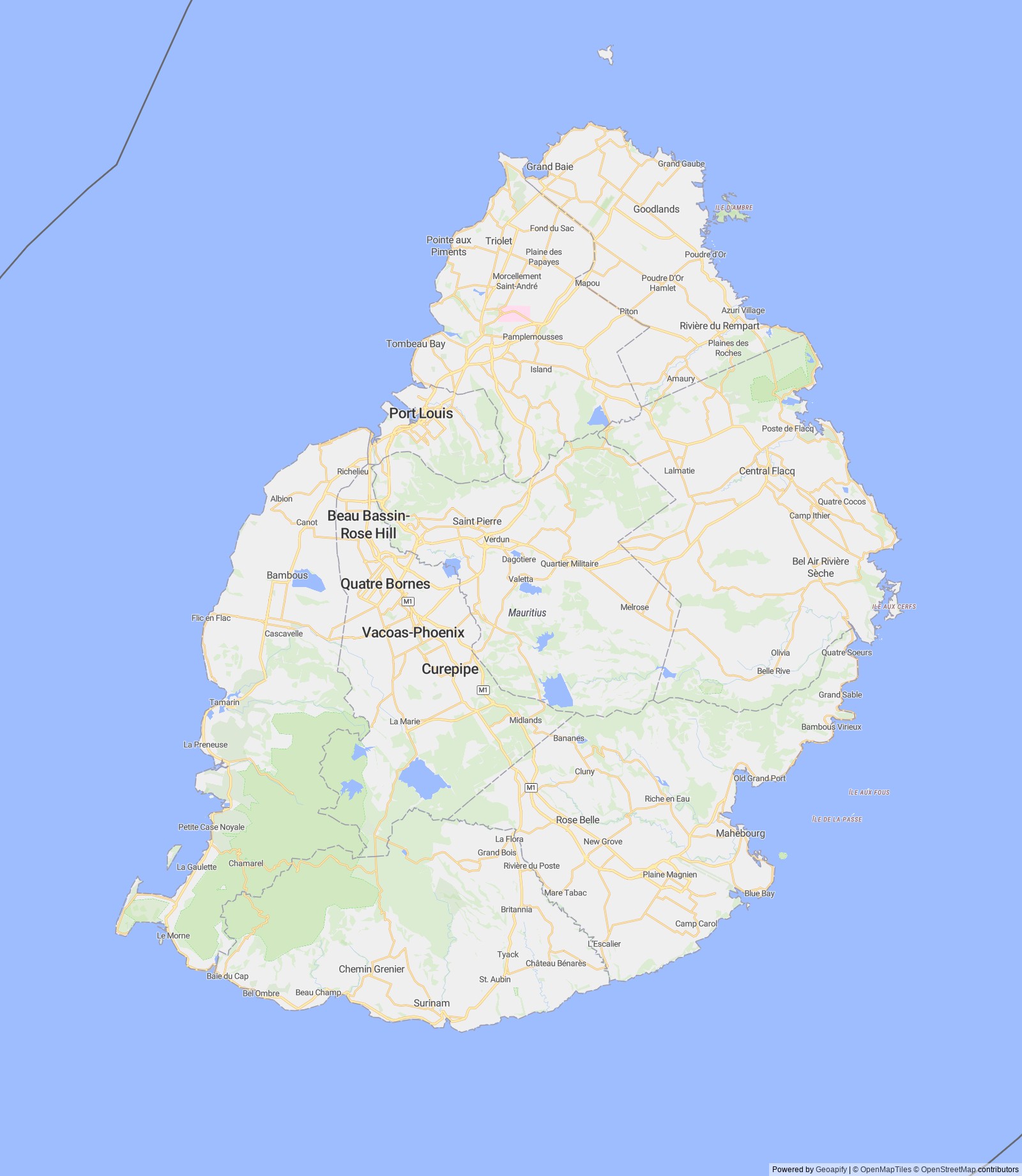 Detailed map of Mauritius