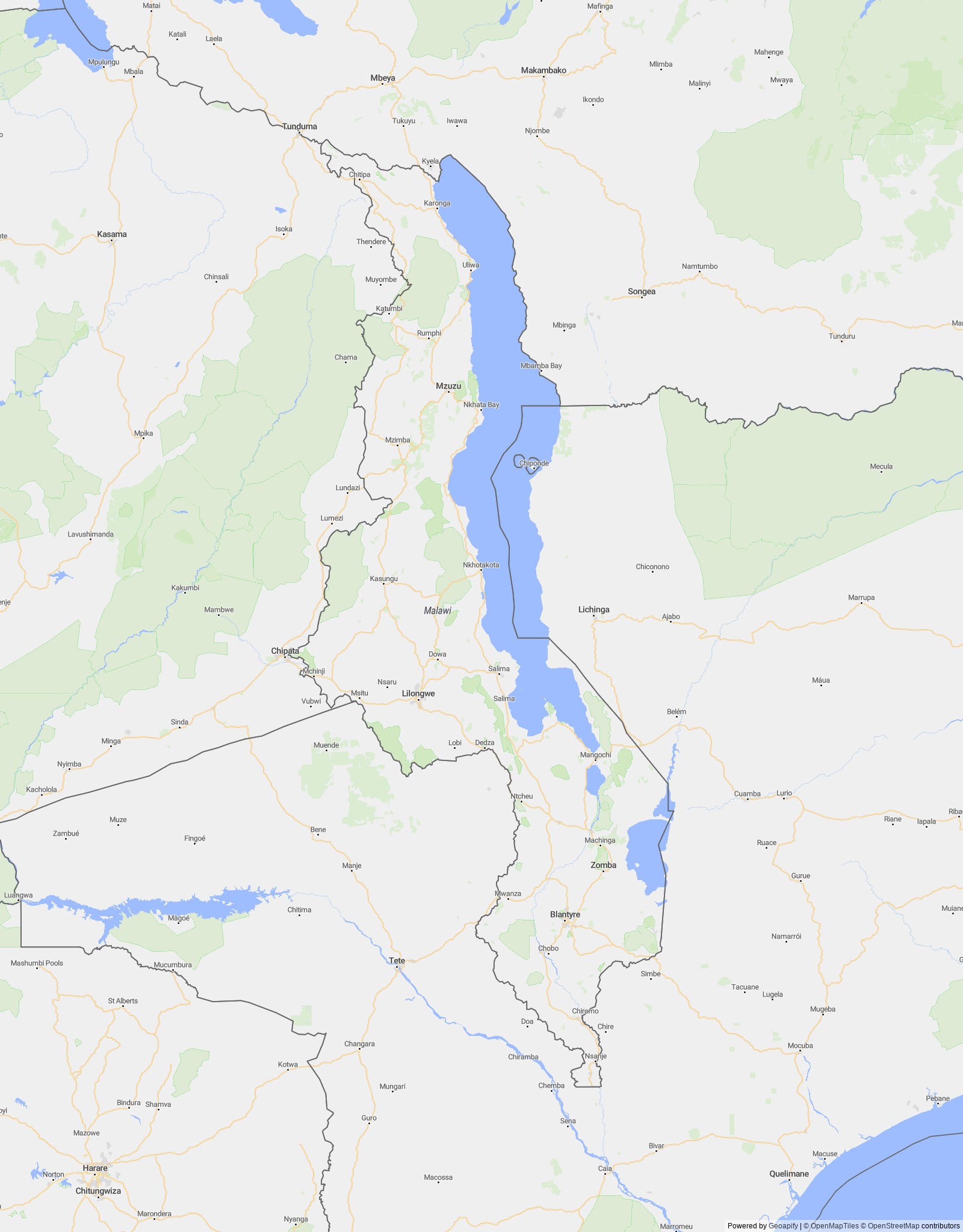 Detailed map of Malawi