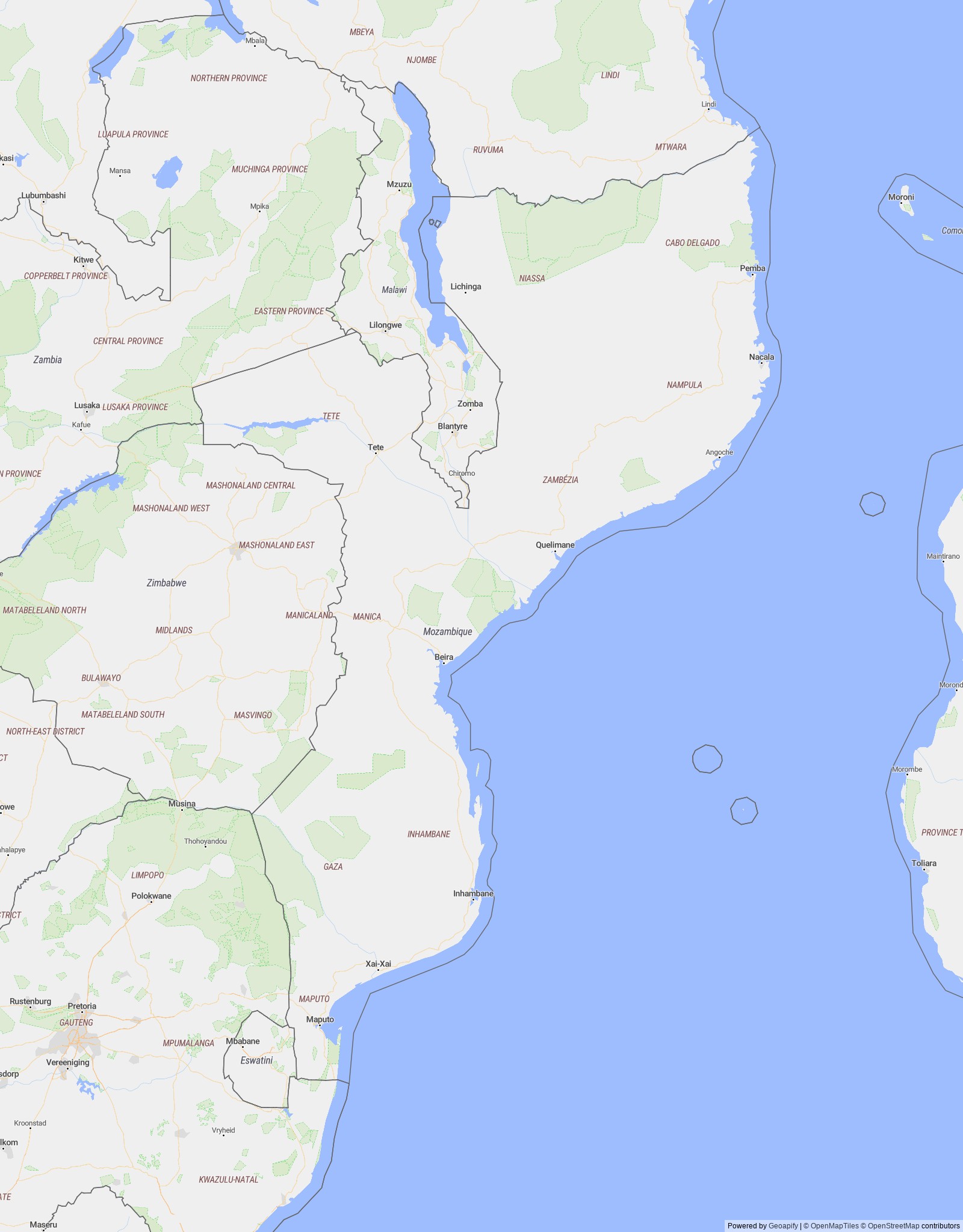 Detailed map of Mozambique