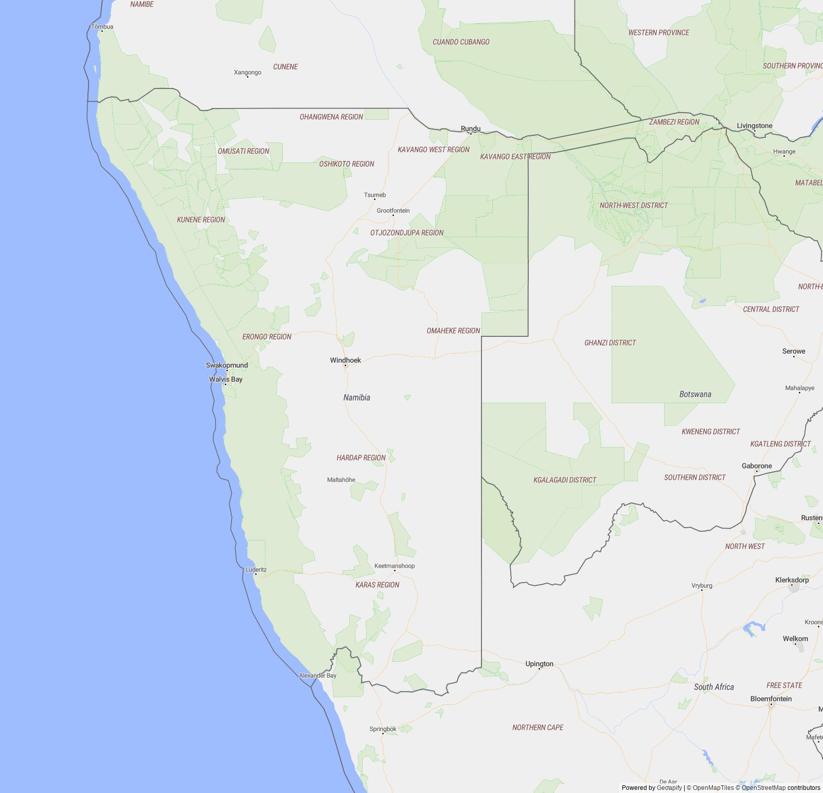 Detailed map of Namibia