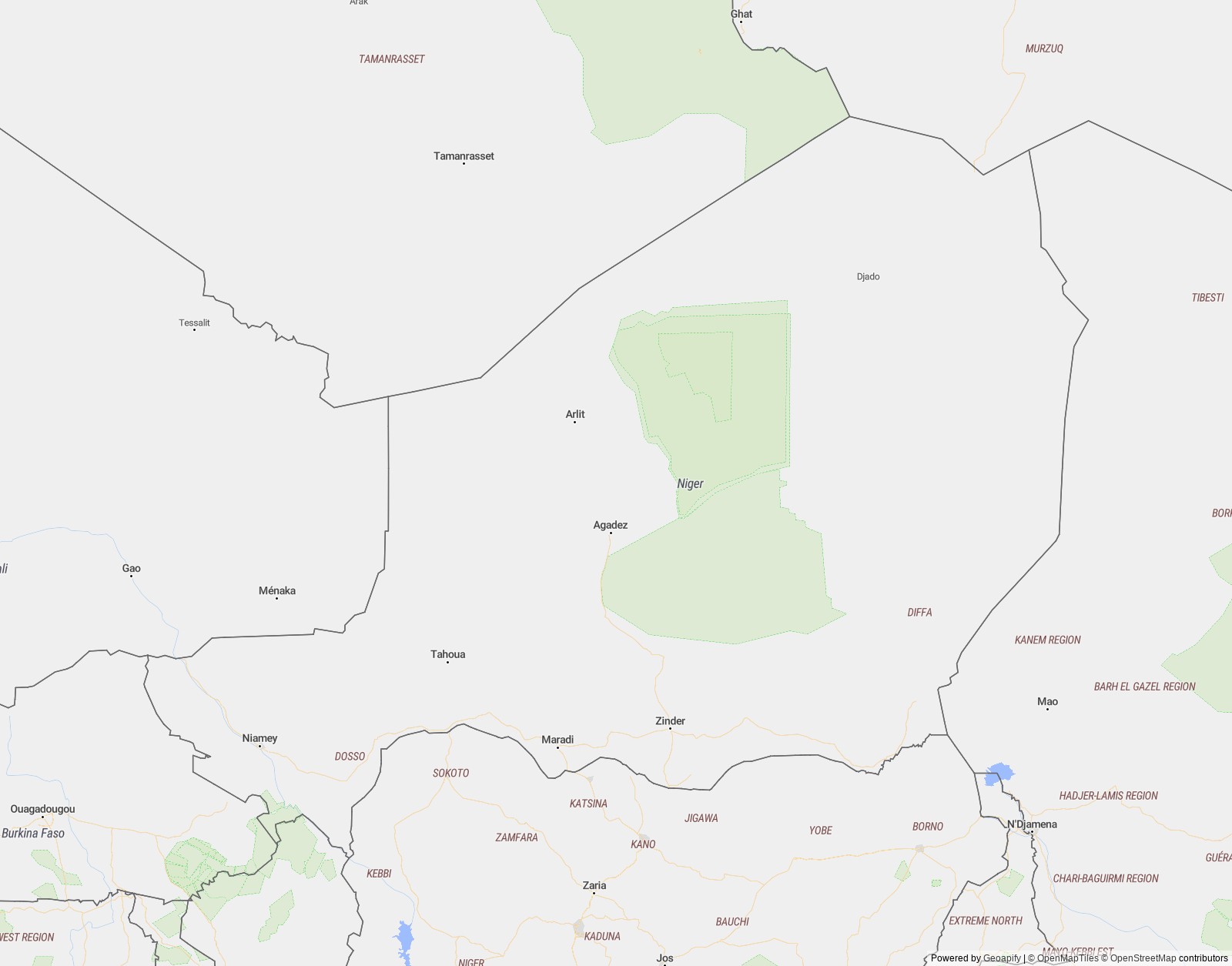 Detailed map of Niger