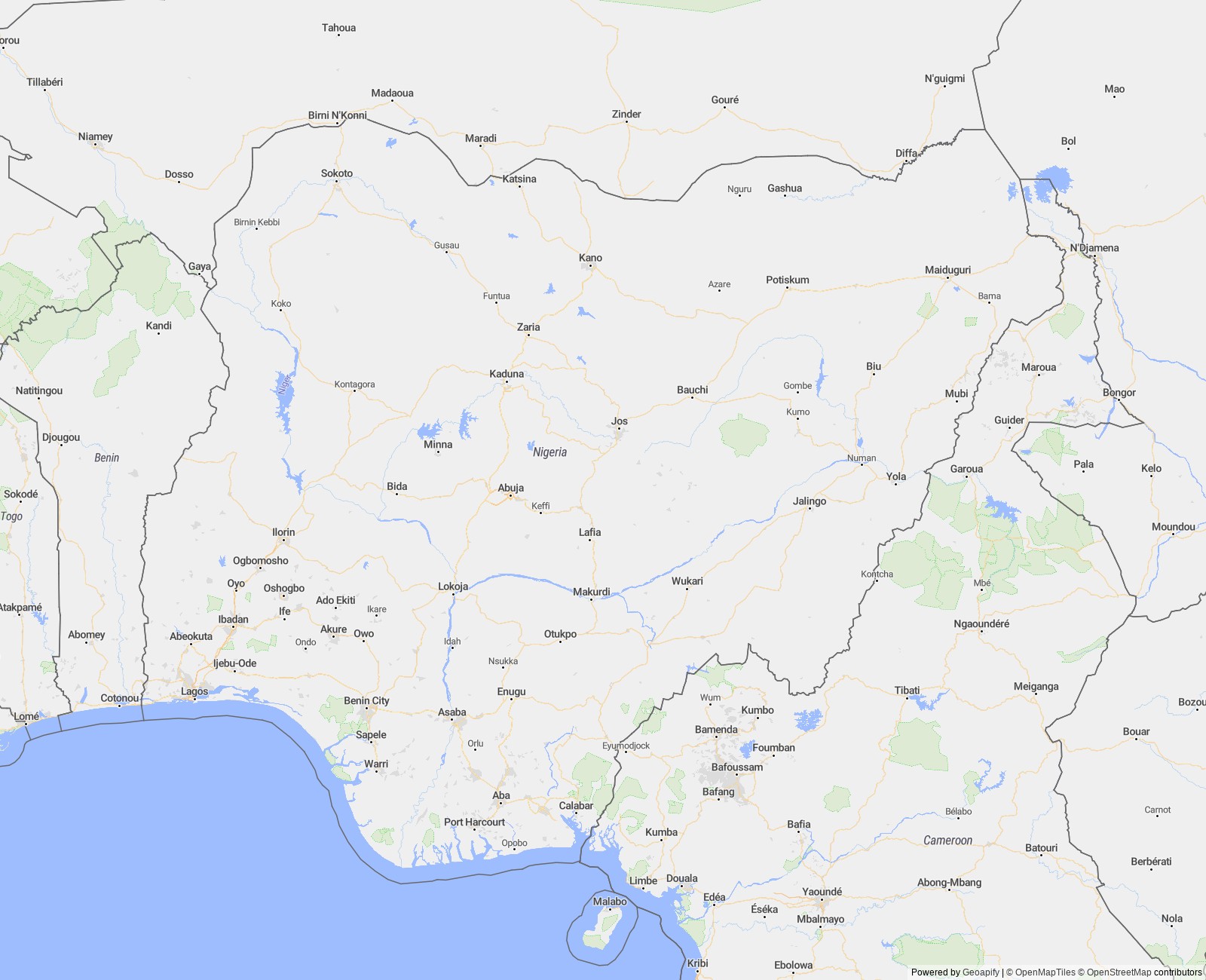 Detailed map of Nigeria