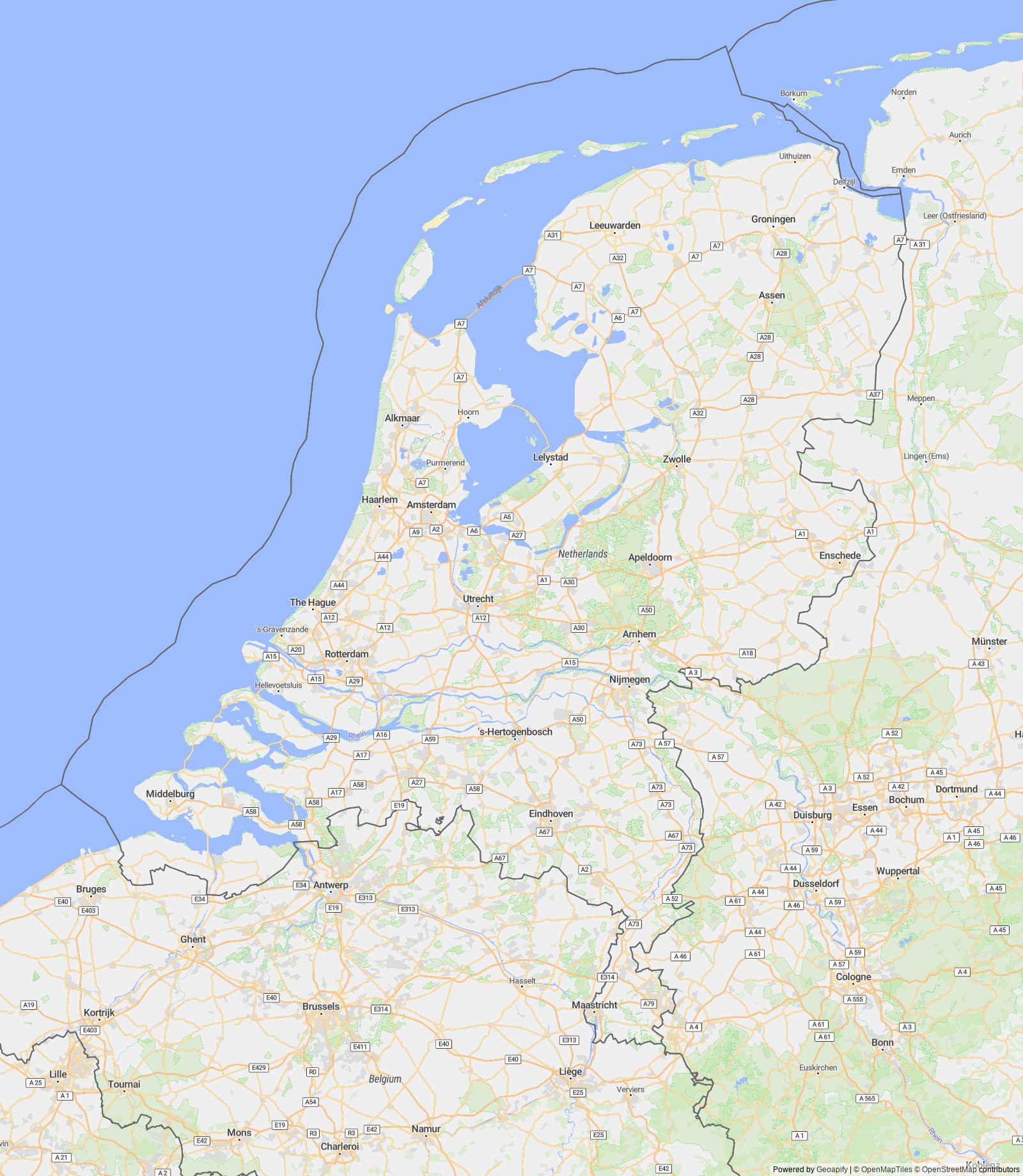 Detailed map of Netherlands