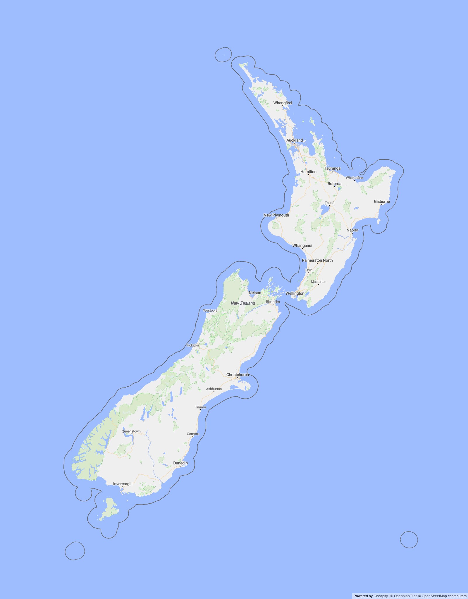 Detailed map of New Zealand
