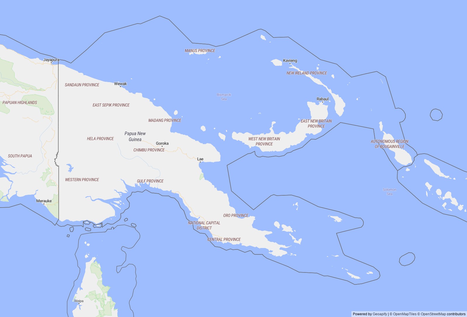 Detailed map of Papua New Guinea