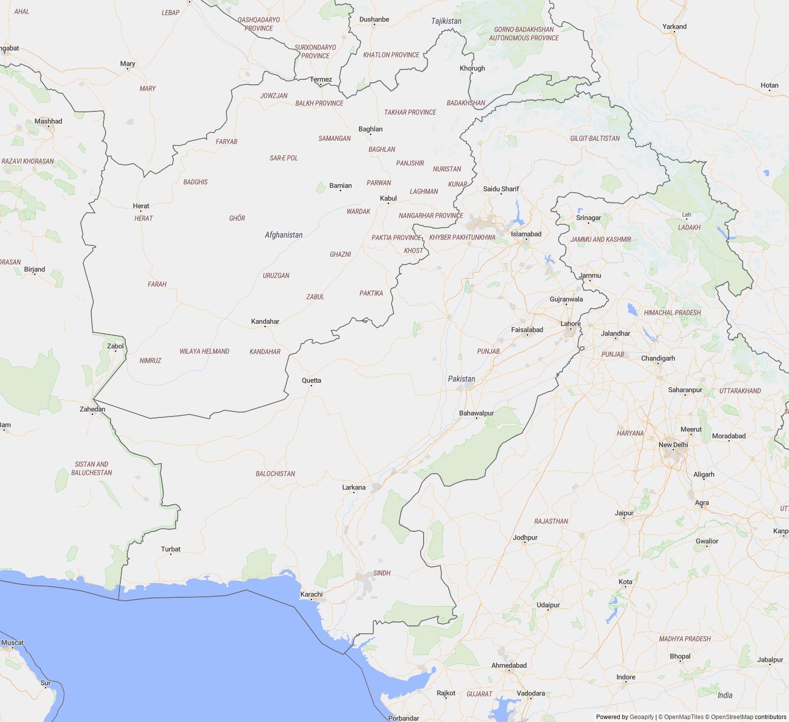 Detailed map of Pakistan