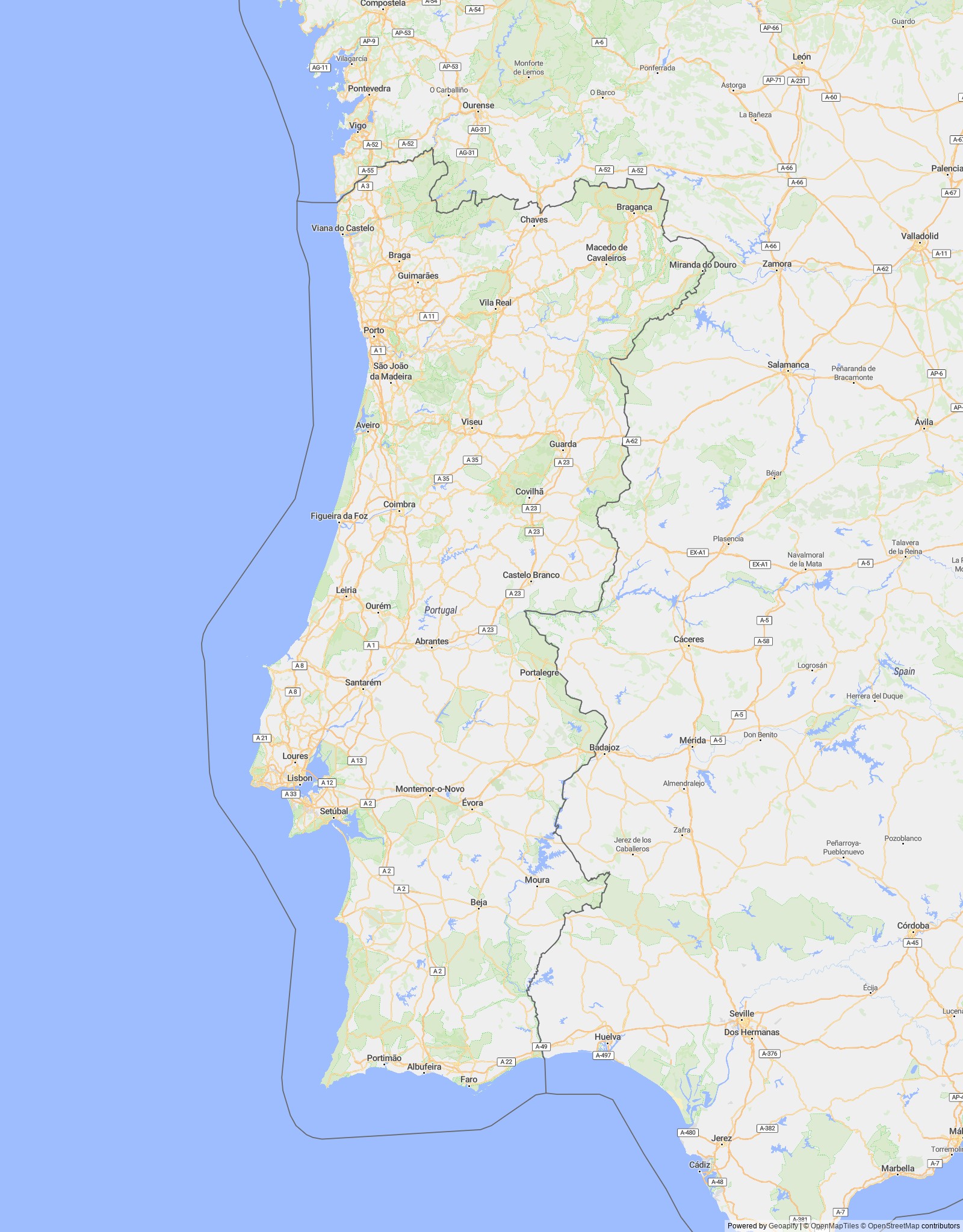 Detailed map of Portugal