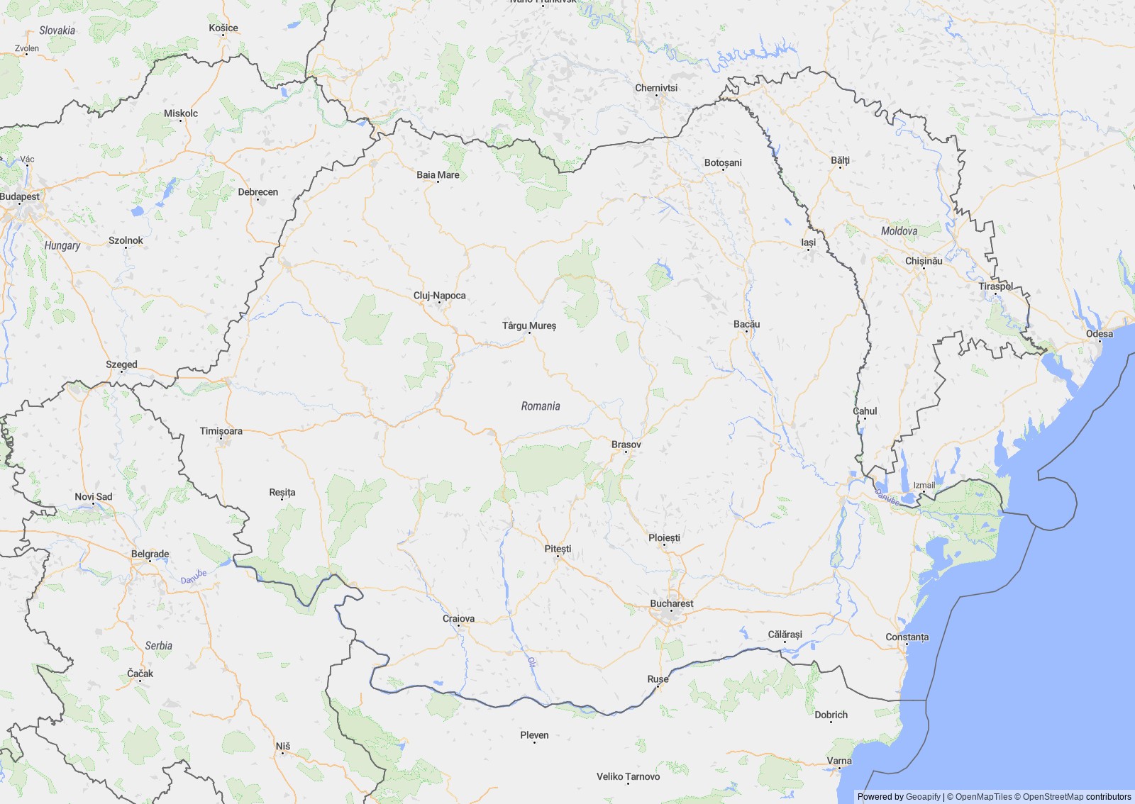 Detailed map of Romania