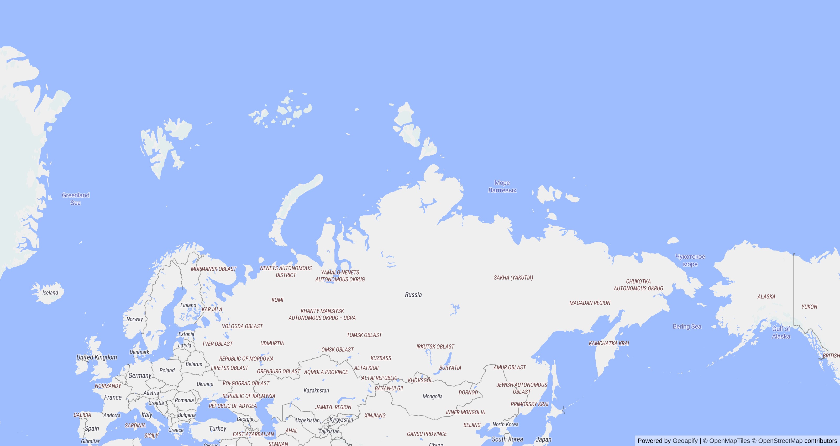 Detailed map of Russian Federation