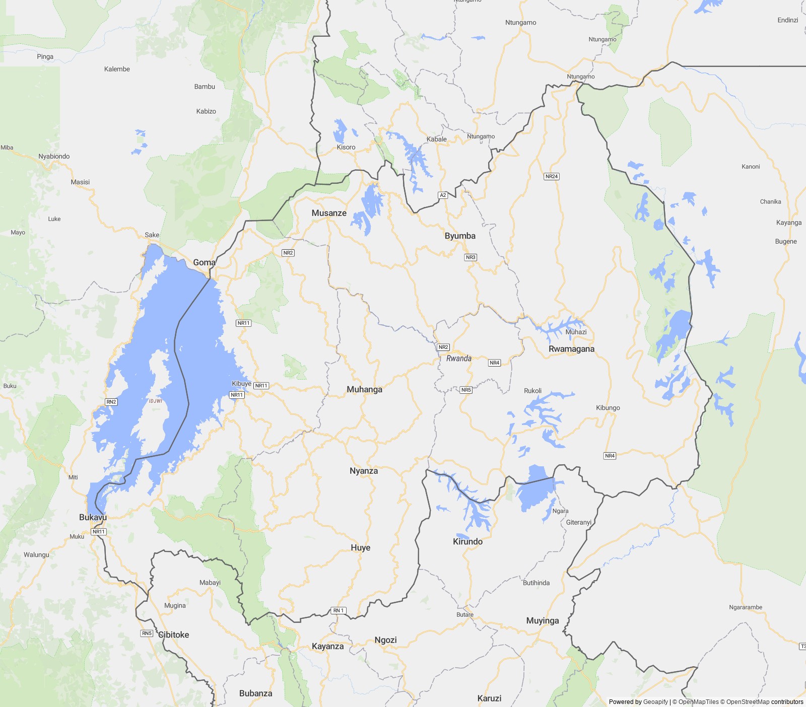Detailed map of Rwanda