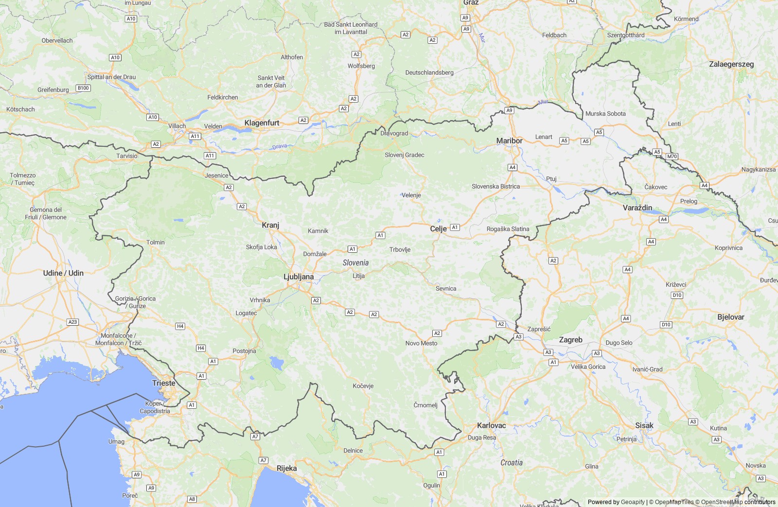 Detailed map of Slovenia