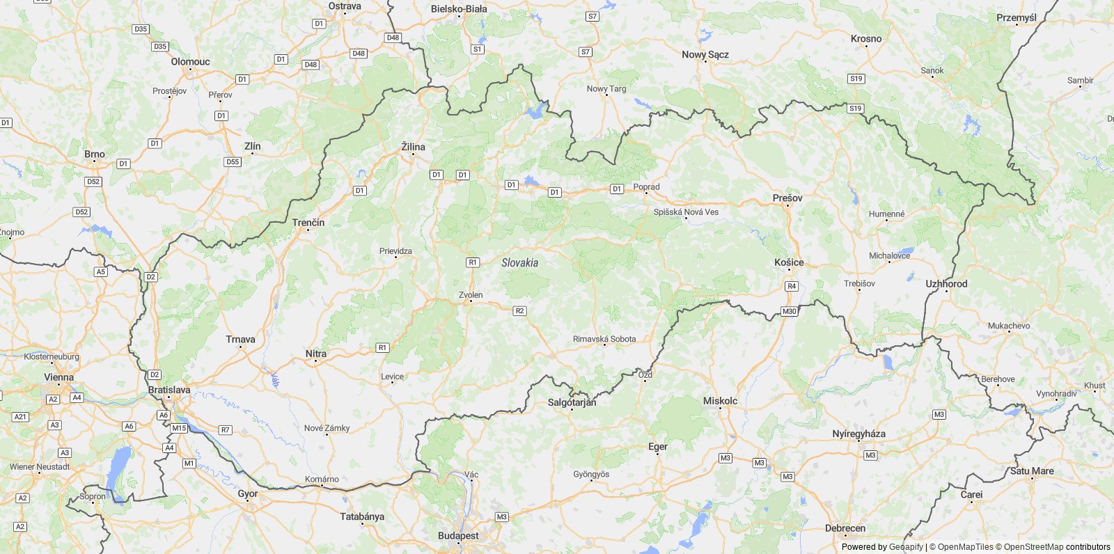 Detailed map of Slovak Republic