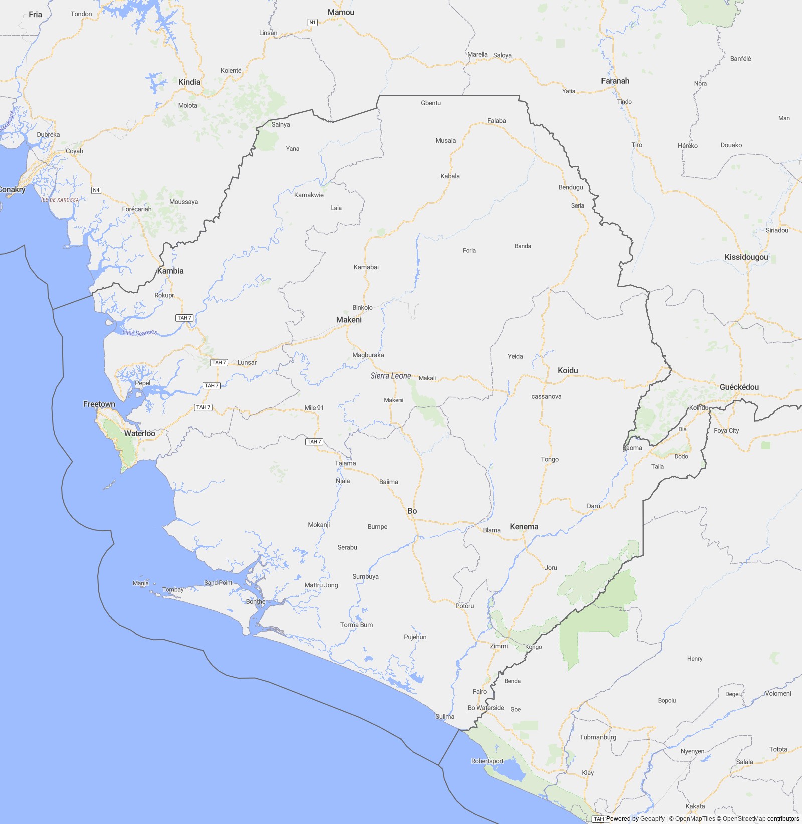 Detailed map of Sierra Leone