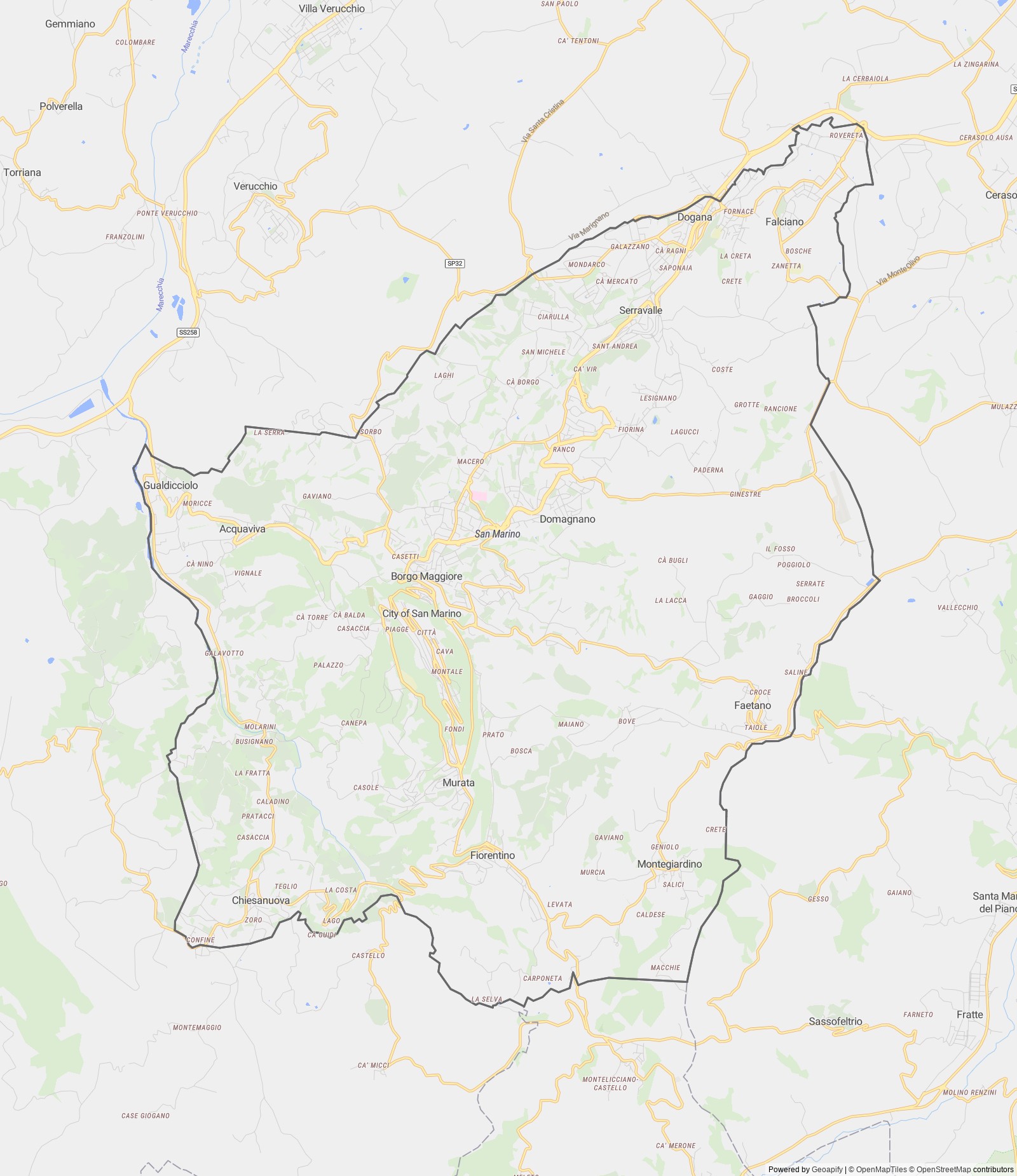 Detailed map of San Marino
