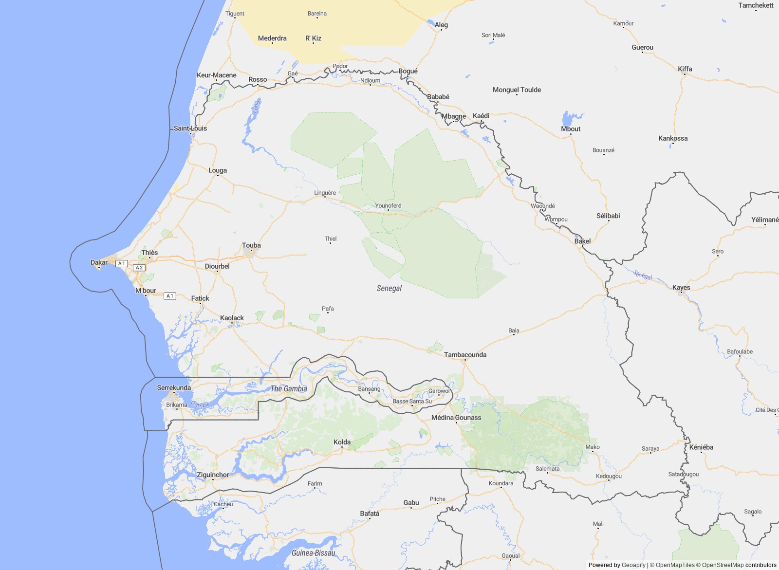 Detailed map of Senegal