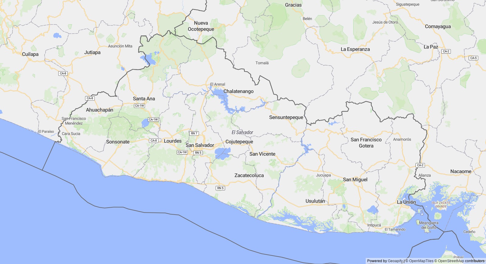 Detailed map of El Salvador