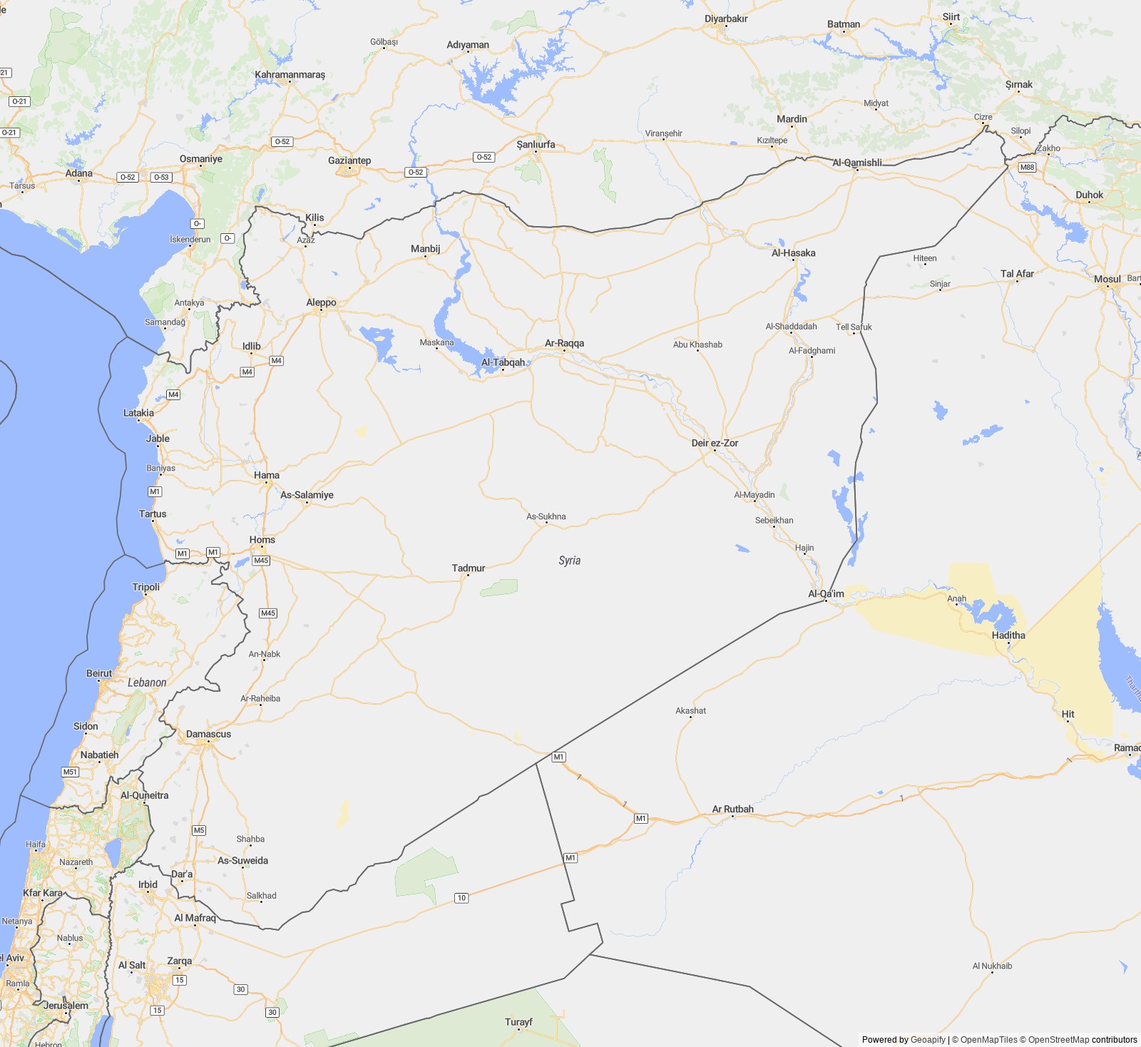 Detailed map of Syrian Arab Republic