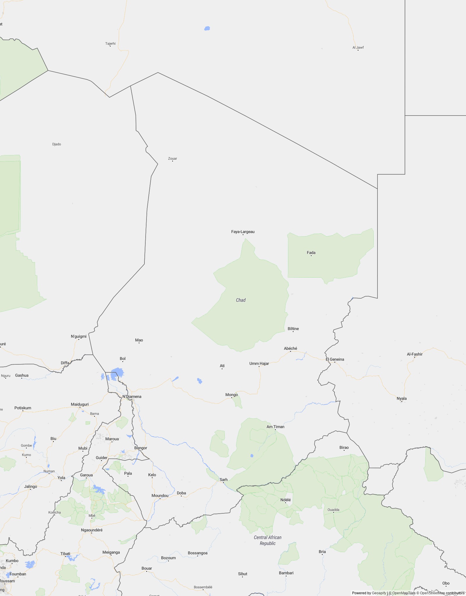 Detailed map of Chad