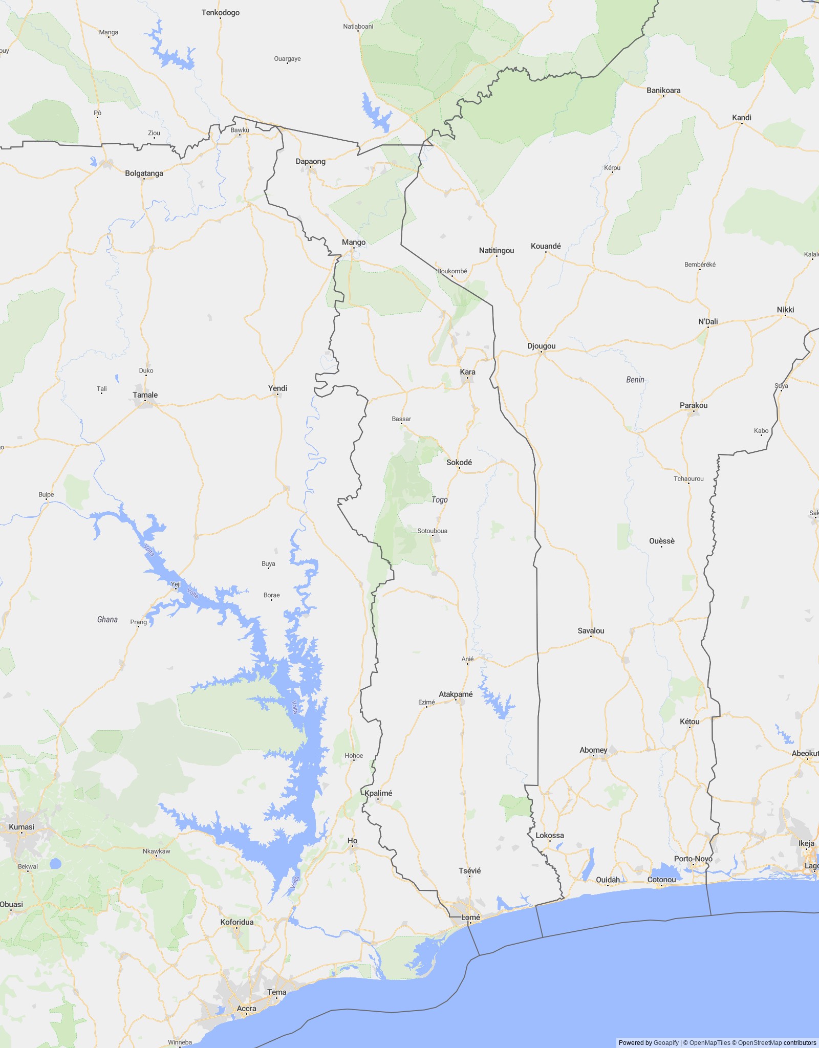 Detailed map of Togo