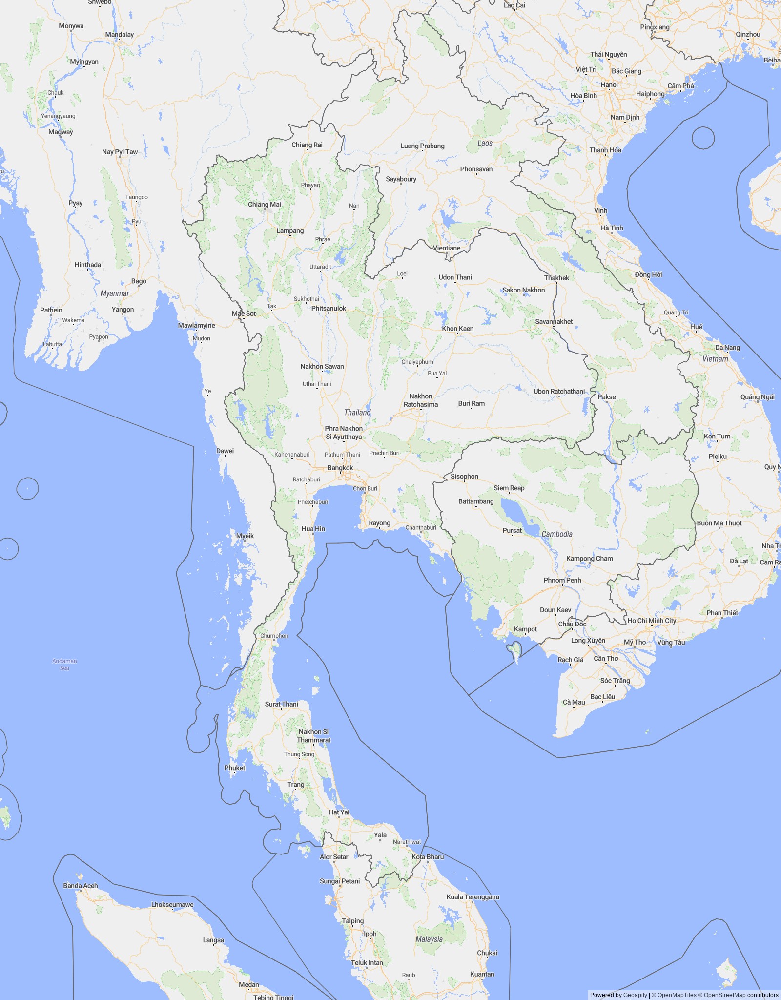 Detailed map of Thailand