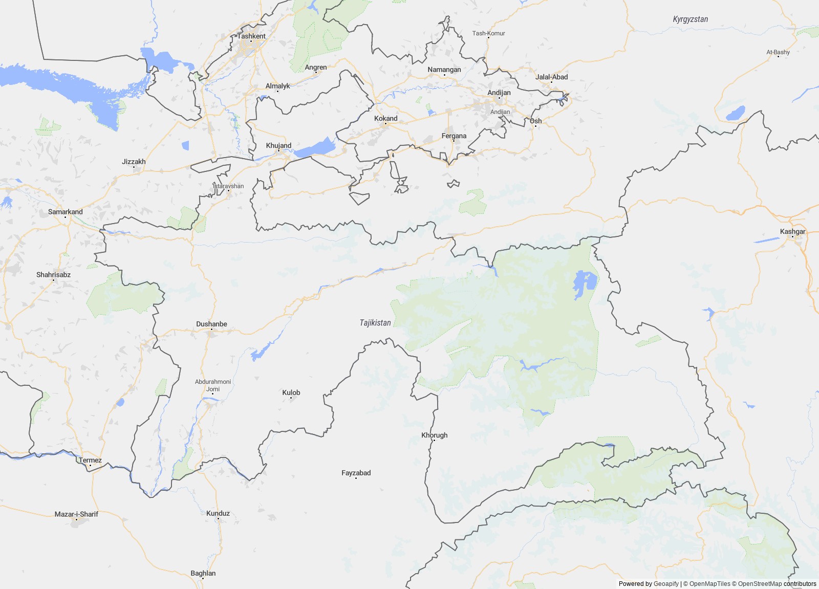 Detailed map of Tajikistan