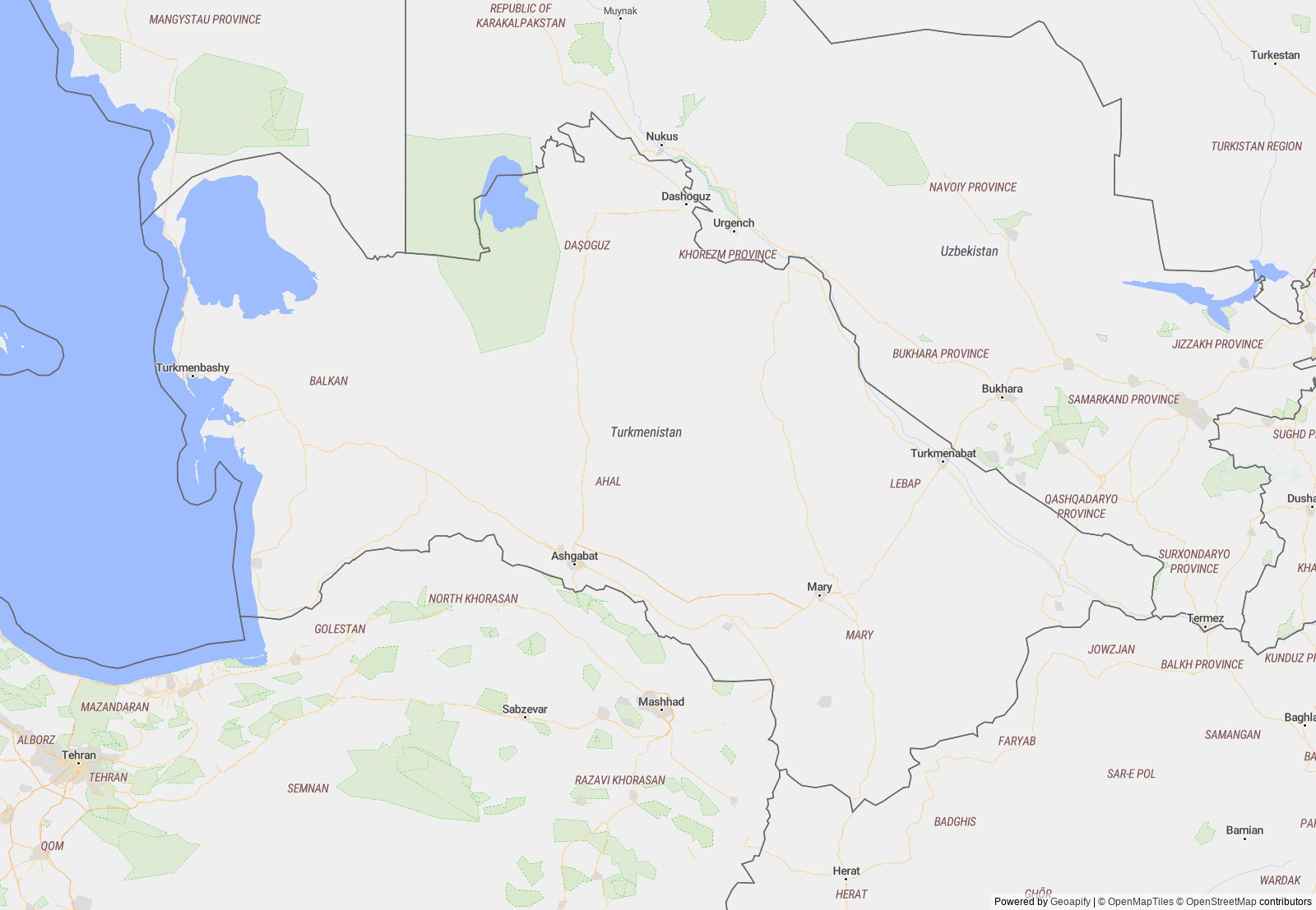 Detailed map of Turkmenistan