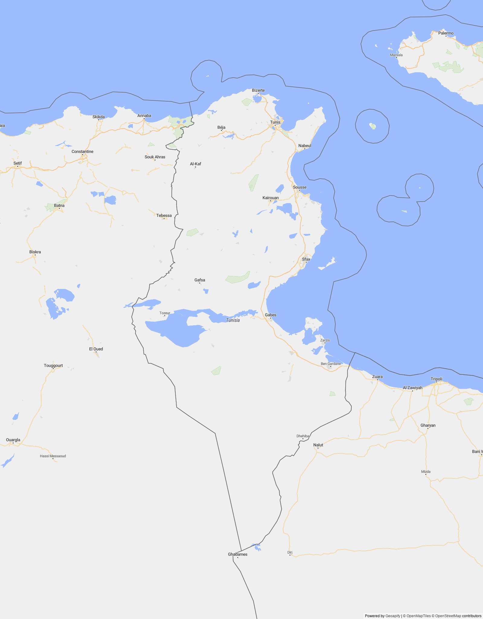 Detailed map of Tunisia