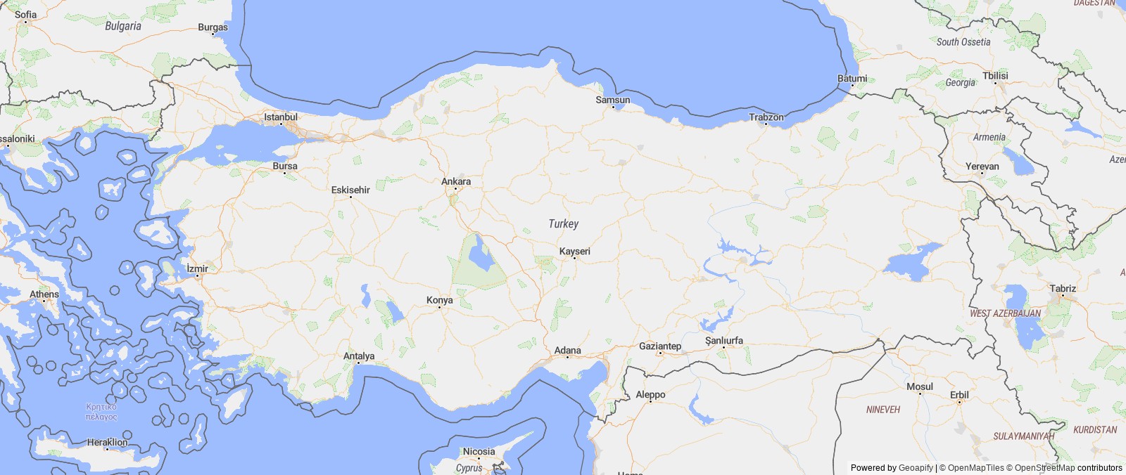 Detailed map of Turkiye