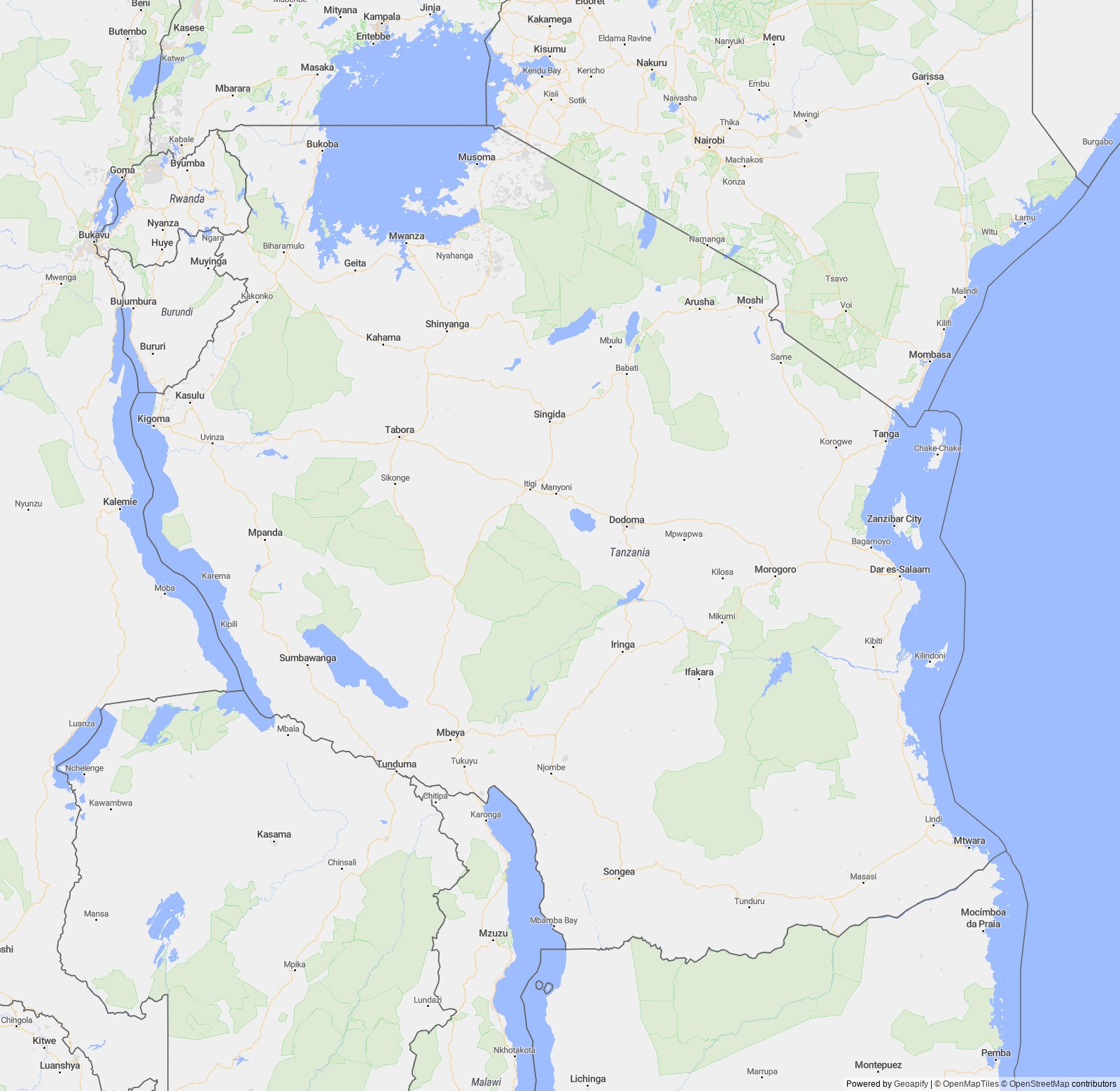Detailed map of Tanzania