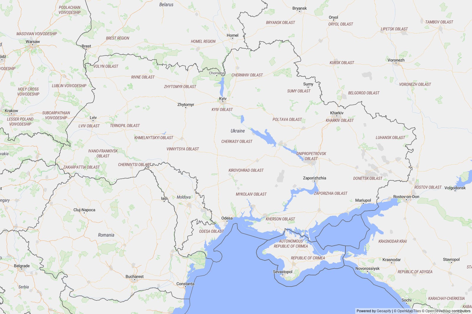 Detailed map of Ukraine