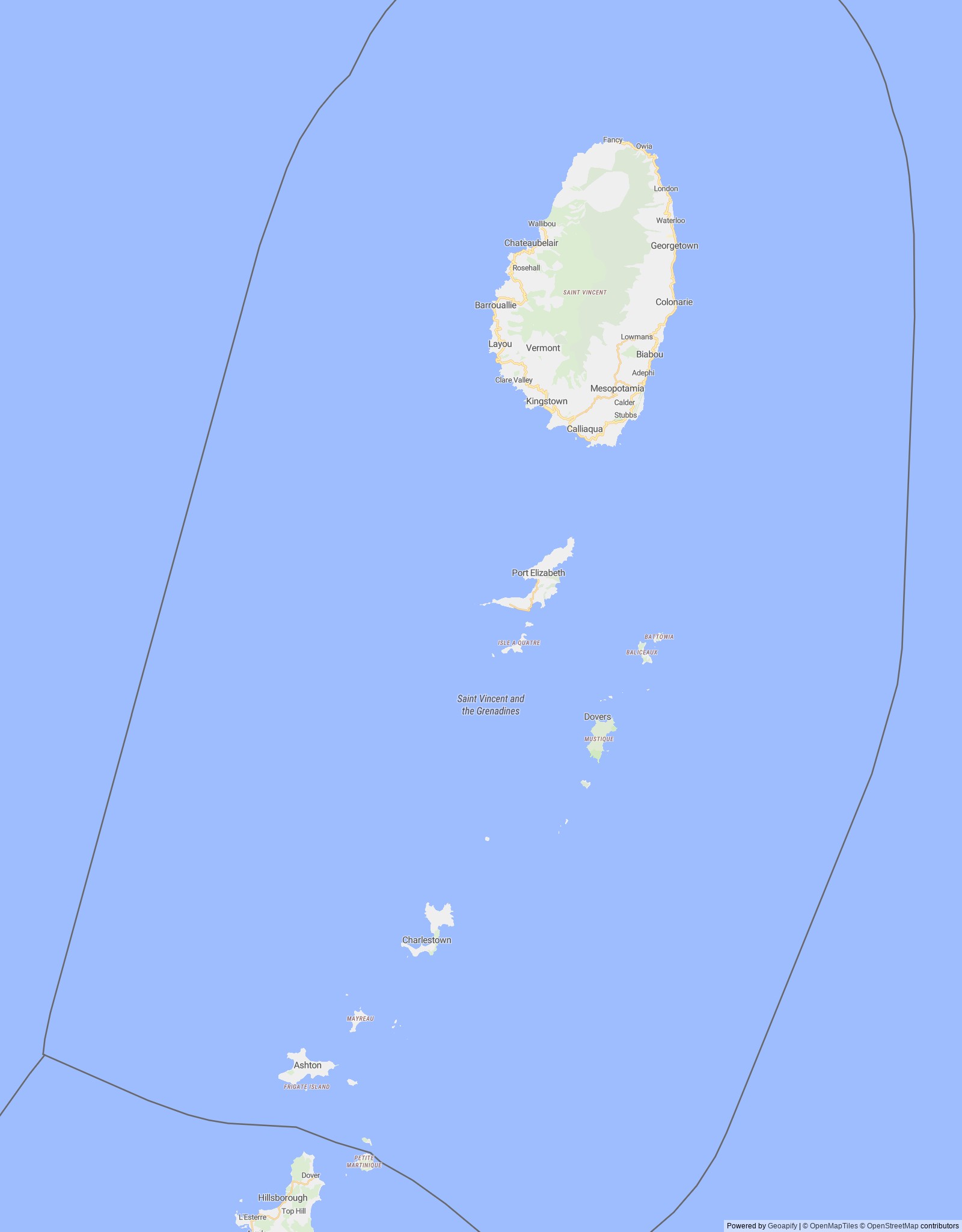 Detailed map of St. Vincent and the Grenadines