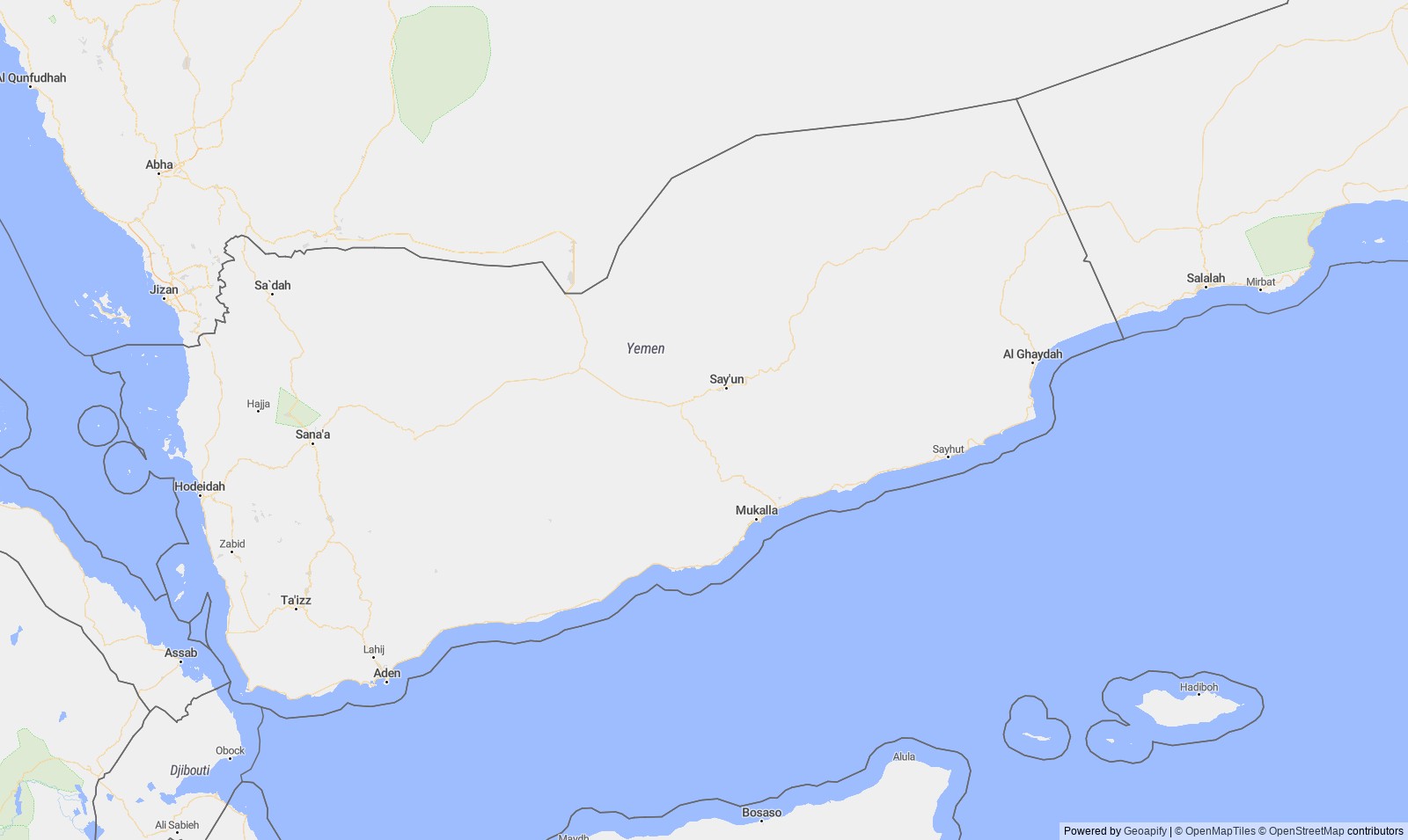 Detailed map of Yemen, Rep.