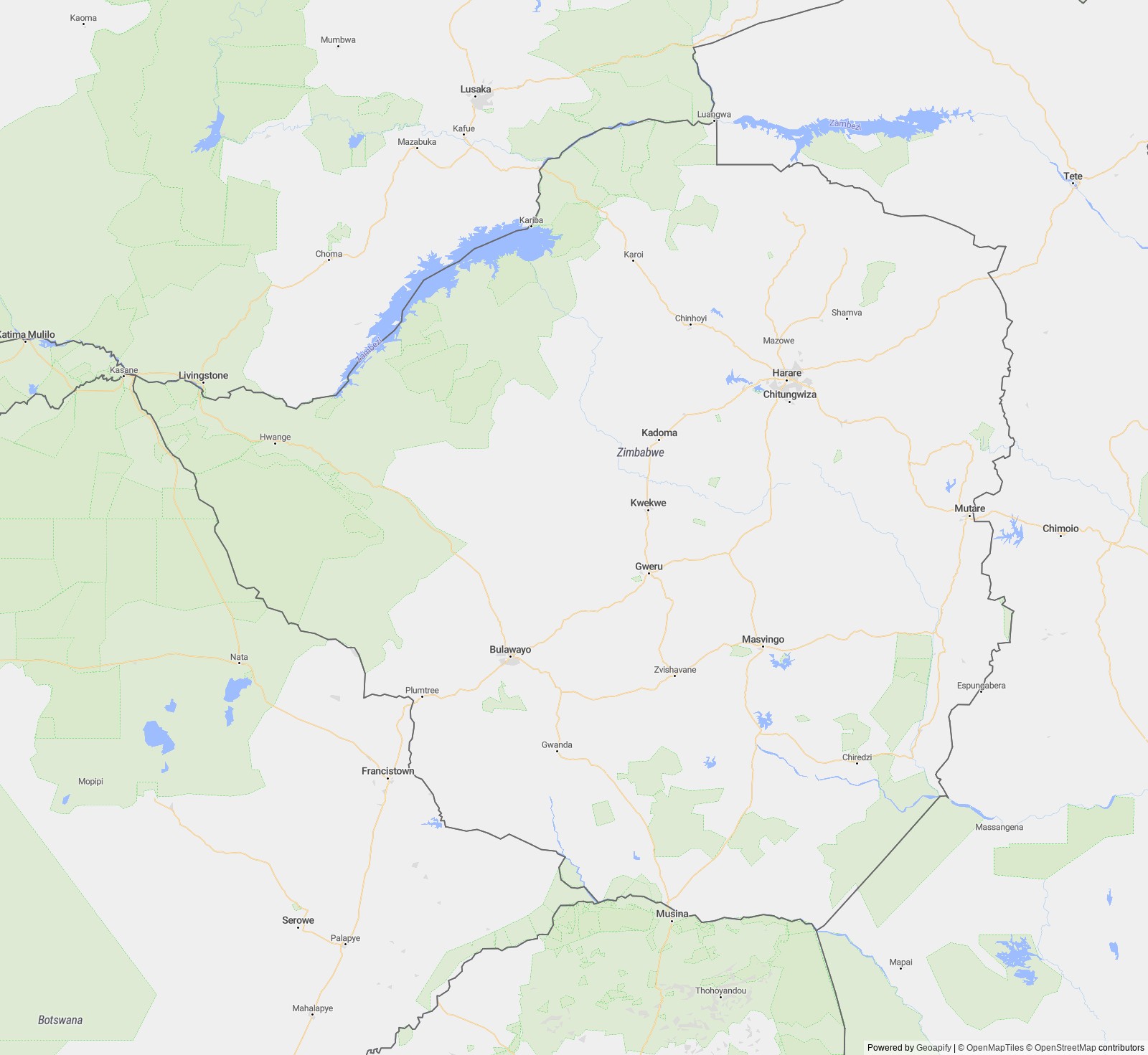 Detailed map of Zimbabwe